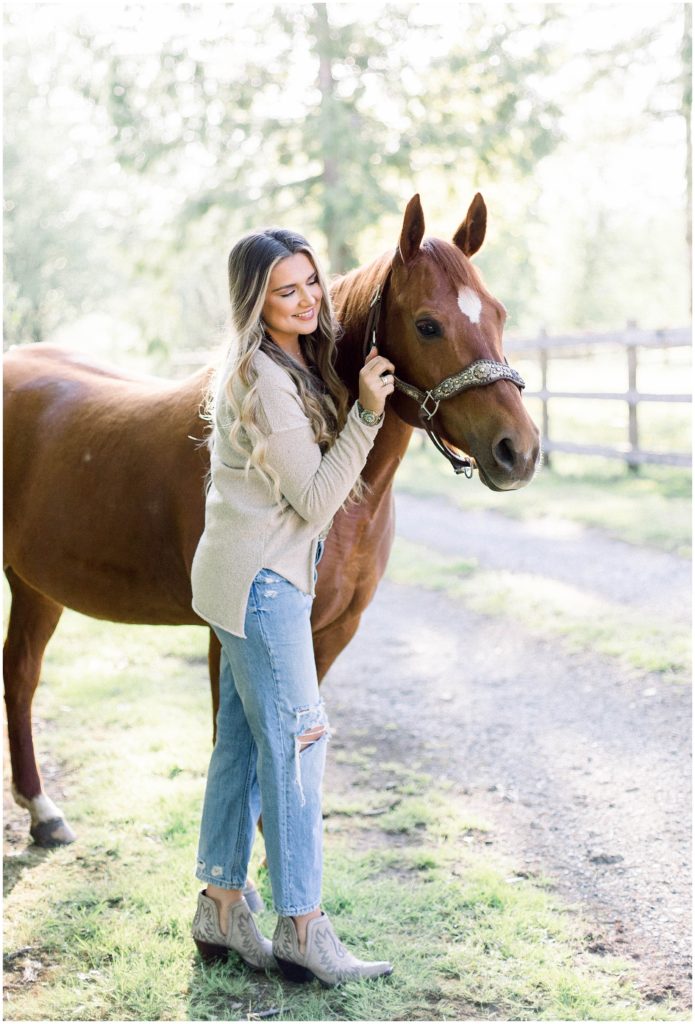 Portrait-with-girl-and-her-horse-taken-during-the-golden-hour-in-Sedro-Woolley