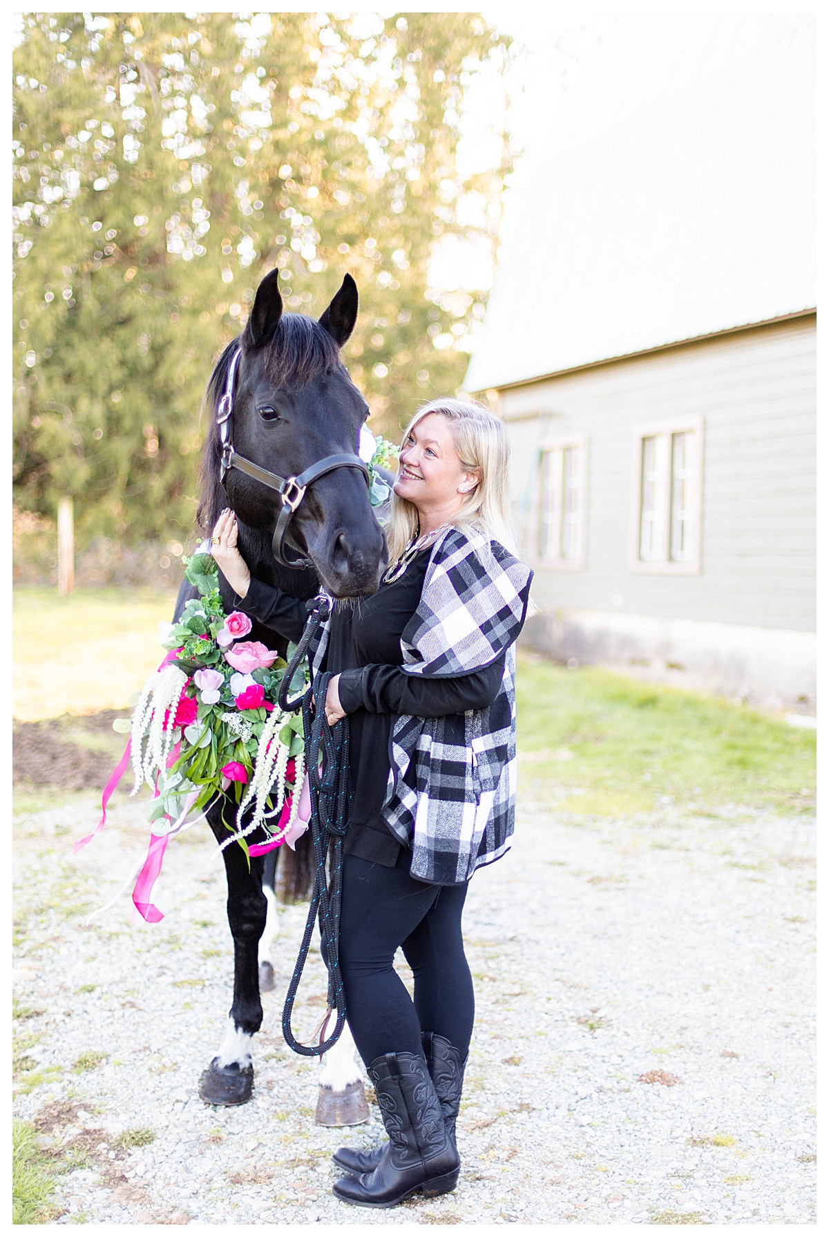 spring equine maternity pictures with woman and her heart horse