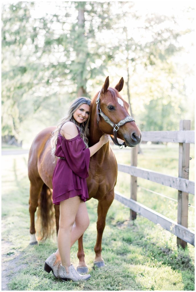 Pink dress for senior pictures with horse