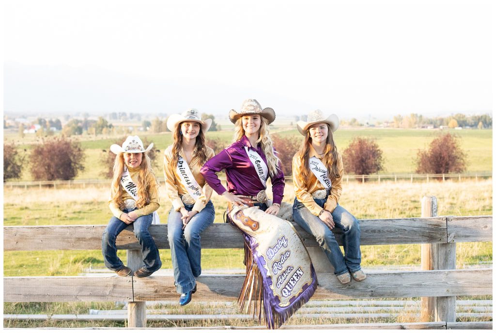 Darby rodeo royalty group image at ranch in Montana by Bitterroot Valley photographer Kat's Eye On Design Photography