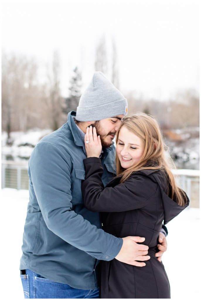 engagement photos in the snow with Missoula engagement photographer Kat's Eye On Design Photography