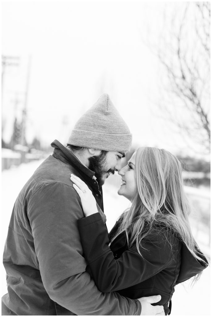 engagement photos in the snow with Missoula engagement photographer Kat's Eye On Design Photography