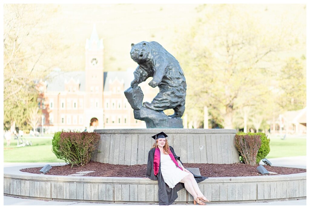 Graduation photoshoot next toGrizzly Bear Statue