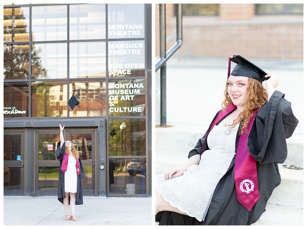 Graduation photos in front of the University of Montana Performing Arts Center by Katherine Schot Photography